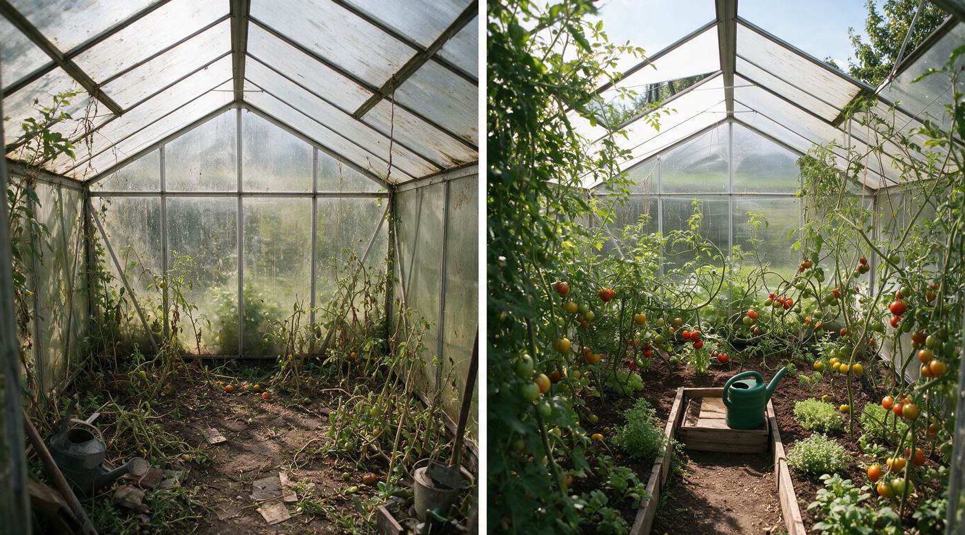 Avant et après : serre et jardin transformés par Ariana Green